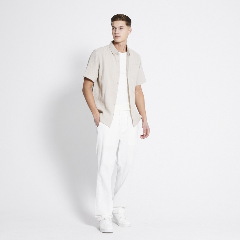Short sleeve shirt "Isak Muslin" Stone